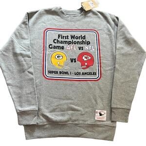 NWT Mitchell & Ness NFL Multi Team Crew Super  Bowl Logo Sweatshirt gray